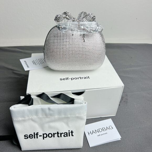 Self-Portrait Rhinestone Bow Clutch Bag NWT - Picture 10 of 10